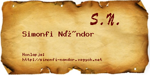 Simonfi Nándor névjegykártya